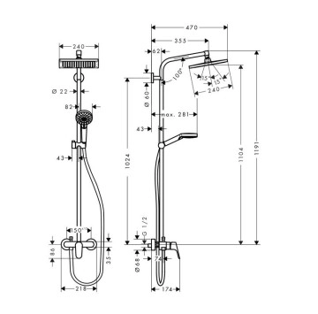 Душ колона Crometta E240 хром HANSGROHE